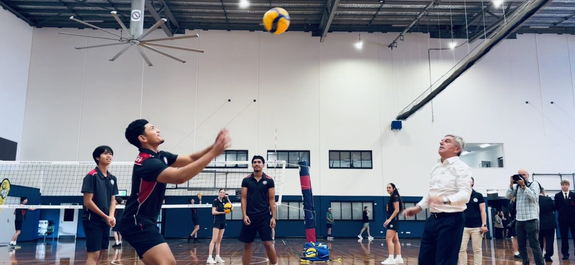 IOC PRESIDENT THOMAS BACH JOINS VOLLEYBALL ACTION DURING BRISBANE 2032 VISIT