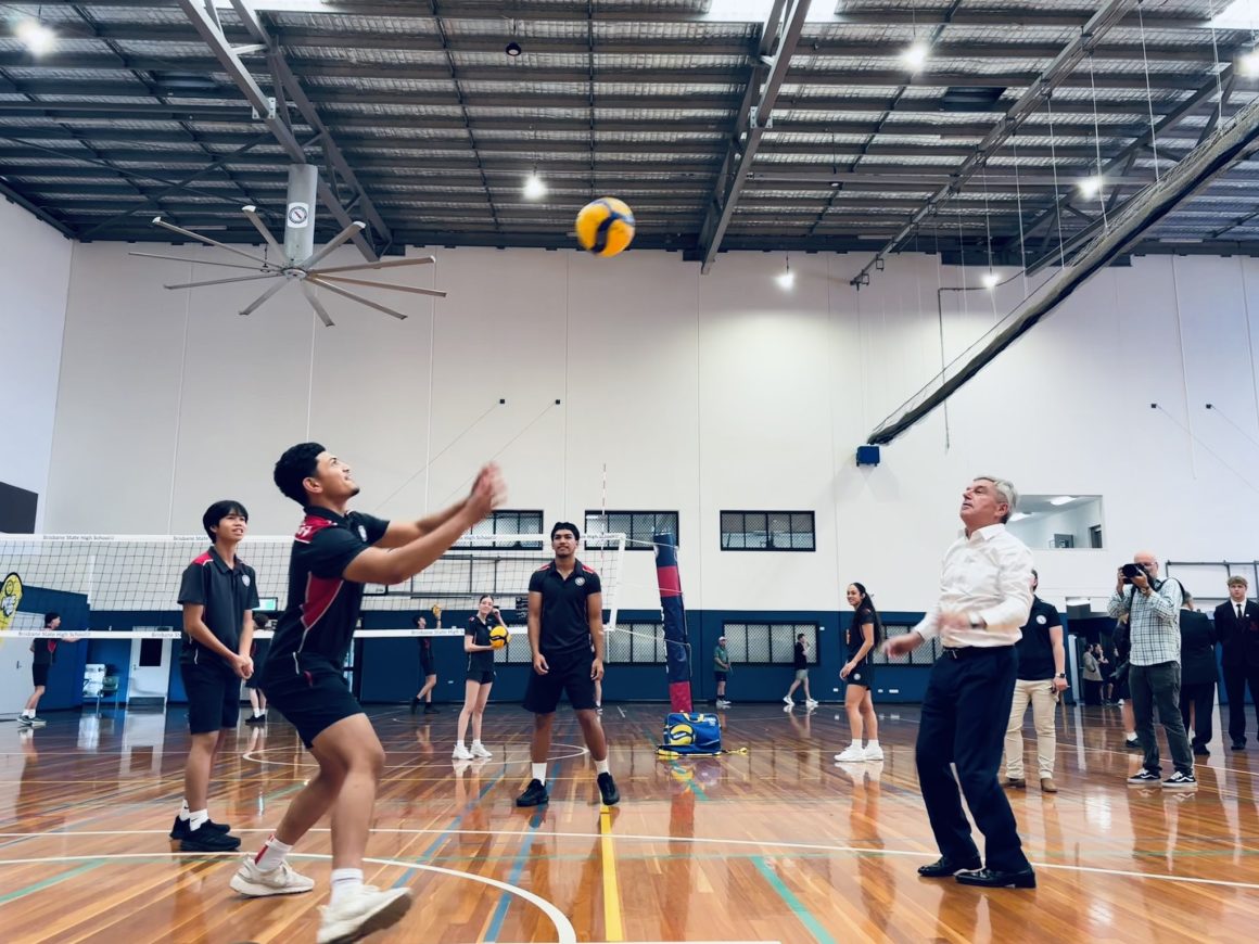 IOC PRESIDENT THOMAS BACH JOINS VOLLEYBALL ACTION DURING BRISBANE 2032 VISIT