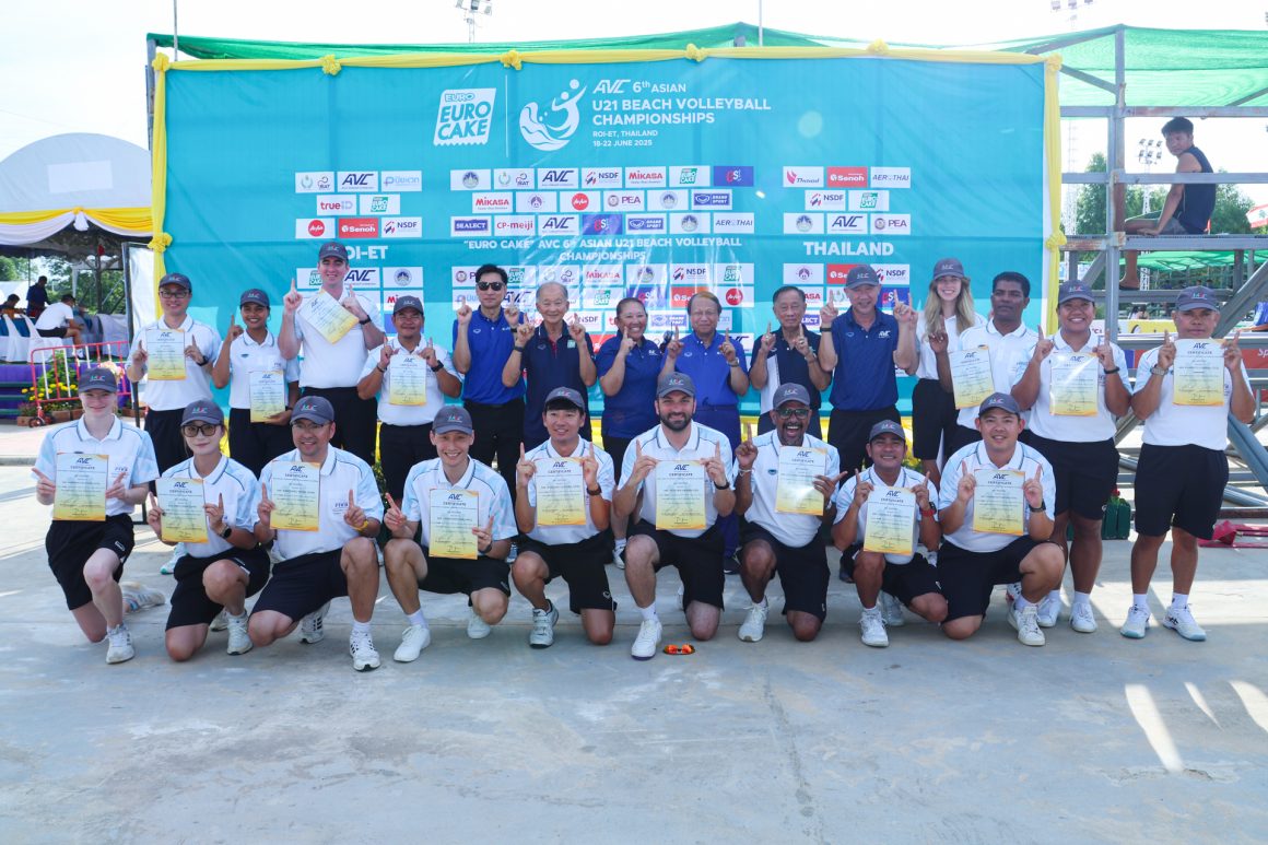 REFEREE CANDIDATES AWARDED CERTIFICATES AFTER SUCCESSFUL COMPLETION OF AVC BEACH VOLLEYBALL REFEREE COURSE