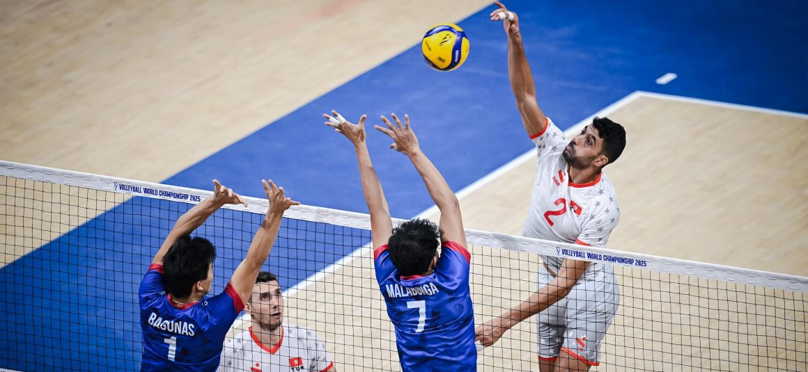 TUNISIA SPOIL THE PHILIPPINES’ LONG-AWAITED VOLLEYBALL WOLRD CHAMPIONSHIP DEBUT WITH A DOMINANT THREE-SET VICTORY IN PASAY CITY TUNISIA SPOIL THE PHILIPPINES’ LONG-AWAITED VOLLEYBALL WOLRD CHAMPIONSHIP DEBUT WITH A DOMINANT THREE-SET VICTORY IN PASAY CITY